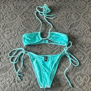Teal Aster Triangl Bikini